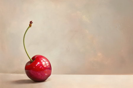 Red cherry on a gray background. The concept of healthy eating.の素材