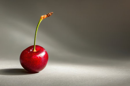 Cherry on a gray background. The concept of healthy eating.の素材