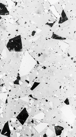 Black and white terrazzo floor texture background pattern with high resolution.の素材
