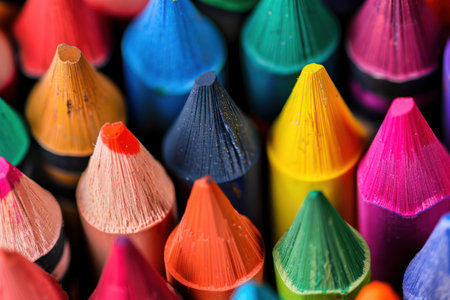 Colorful crayons, close-up macro shot, backgroundの素材
