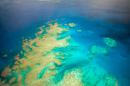 Aerial view of a coral reef at Kadavu Island in Fijiの写真素材