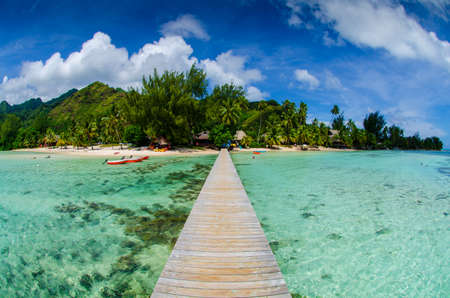 Panoramic view of Moorea ilsand in Tahiti French Polynesiaの写真素材