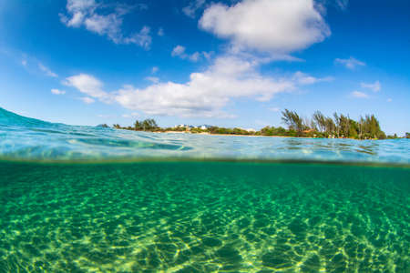 Underwater split shot of Campeche beach at Florian?polis Brazilの写真素材