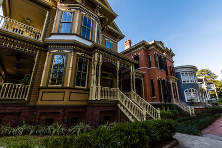 A Warm day at Forsyth Park in Savannah, Georgia Shaded by Magnolia Treesのeditorial素材