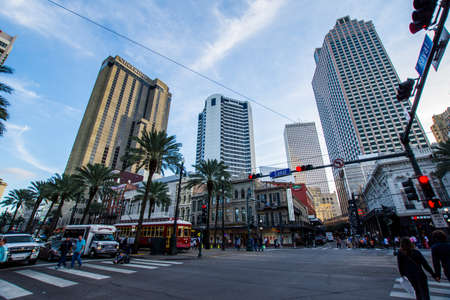 Canal Street in Downtown New Orleans, Louisianaのeditorial素材