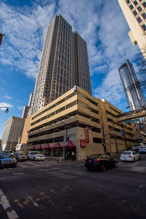 Buildings Downtown in Atlanta, Georgia on a Warm Dayのeditorial素材