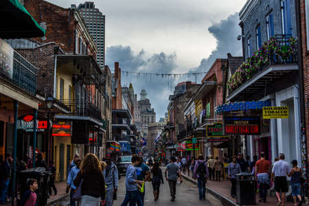 Downtown Bourbon Street in New Orleans, Louisianaのeditorial素材