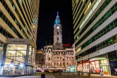 Center City at Night in Philadelphia, Pennsylvaniaのeditorial素材