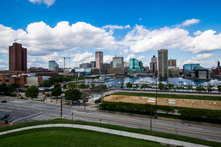 Federal Hill Park overlooking Batimore City, Marylandのeditorial素材