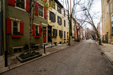 Historic Brick Buildings in Society Hill in Philadelphia, Pennsylvaniaのeditorial素材