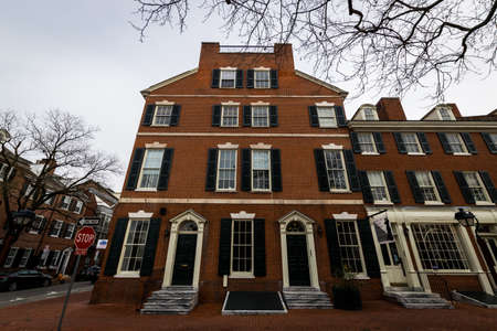 Historic Brick Buildings in Society Hill in Philadelphia, Pennsylvaniaのeditorial素材