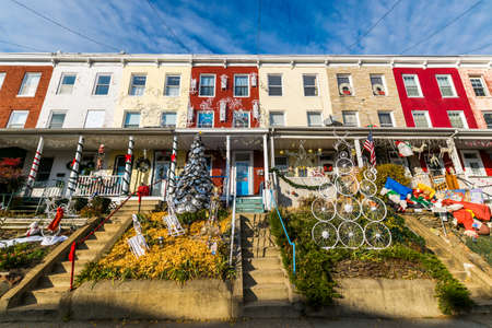Holiday Lights and Decoration in Hampden, Baltimore Marylandのeditorial素材