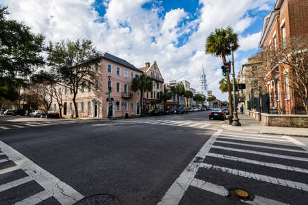 Historic Downtown in Charleston, South Carolina on a Sunny Dayのeditorial素材