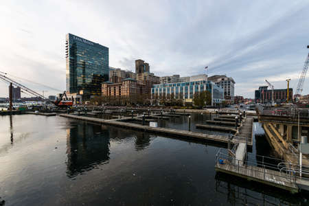 Large Building Overlooking Harbor East, Baltimore, Marylandのeditorial素材