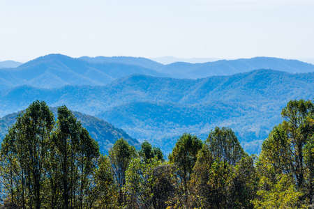 Skyline of The Blue Ridge Mountains in Virginia at Shenandoah National Park During High Fall Colorの写真素材