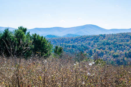 Skyline of The Blue Ridge Mountains in Virginia at Shenandoah National Park During High Fall Colorの写真素材