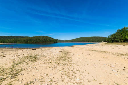 Overlooking Long Pine Reservoir in Michaux State Forest, Pennsylvania During Summerの写真素材