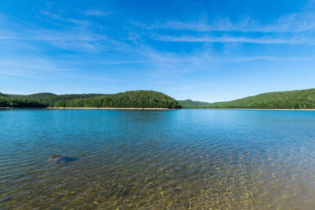 Overlooking Long Pine Reservoir in Michaux State Forest, Pennsylvania During Summerの写真素材