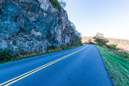 Skyline of The Blue Ridge Mountains in Virginia at Shenandoah National Park During High Fall Colorの写真素材