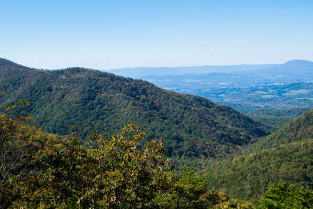 Skyline of The Blue Ridge Mountains in Virginia at Shenandoah National Park During High Fall Colorの写真素材