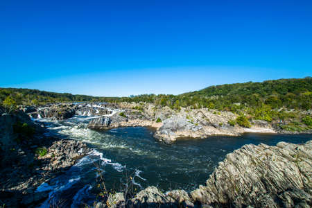 Strong White Water Rapids in Great Falls Park, Virginia Sideの写真素材