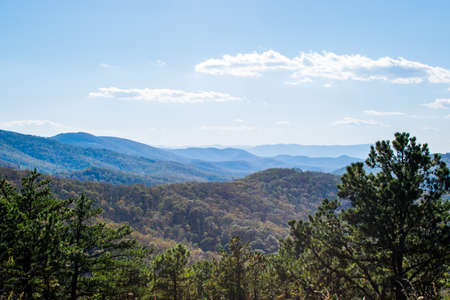 Skyline of The Blue Ridge Mountains in Virginia at Shenandoah National Park During High Fall Colorの写真素材