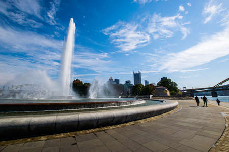 Summer Landscape of Point State Park Fountain in Pittsburgh, Pennsylvaniaの写真素材