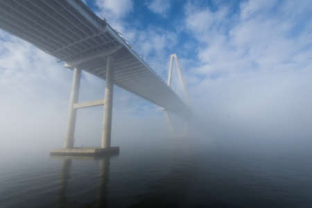 Wonders Way Walkway Dock in Charleston South Carolina in Fogの写真素材