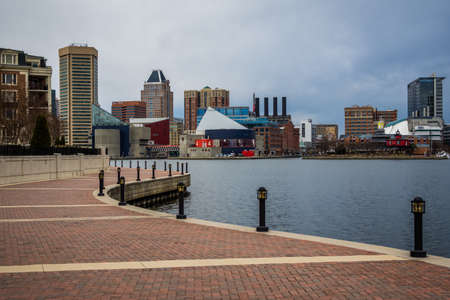 Waterfront of Federal Hill Baltimore, Maryland during Winterのeditorial素材