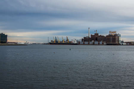 Waterfront of Federal Hill Baltimore, Maryland during Winterのeditorial素材