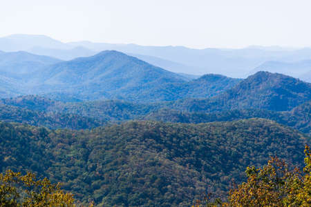 Skyline of The Blue Ridge Mountains in Virginia at Shenandoah National Park During High Fall Colorの写真素材