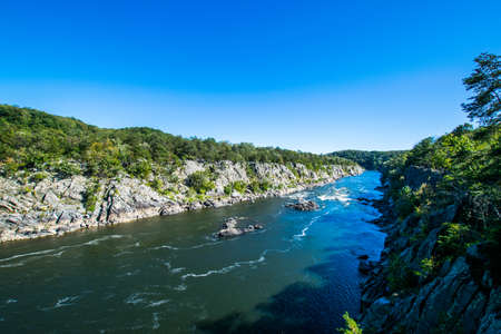 Strong White Water Rapids in Great Falls Park, Virginia Sideの写真素材