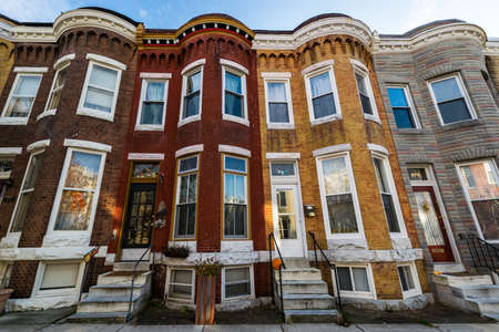 Variety of Colorful Row Homes in Hampden, Baltimore Marylandのeditorial素材