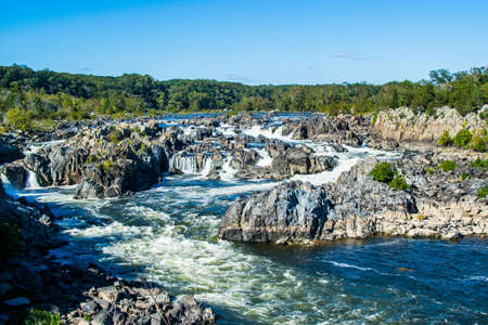 Strong White Water Rapids in Great Falls Park, Virginia Sideの写真素材