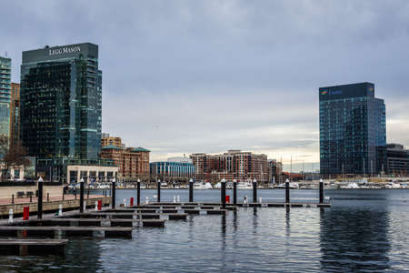 Waterfront of Federal Hill Baltimore, Maryland during Winterのeditorial素材