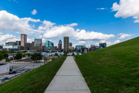 Federal Hill Park overlooking Batimore City, Marylandのeditorial素材