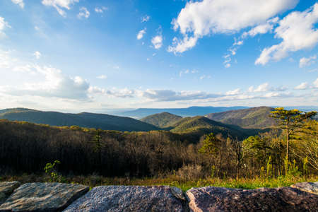 Skyline of The Blue Ridge Mountains in Virginia at Shenandoah National Park During High Fall Colorの写真素材