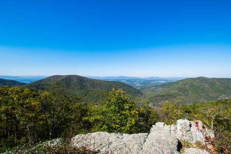 Skyline of The Blue Ridge Mountains in Virginia at Shenandoah National Park During High Fall Colorの写真素材