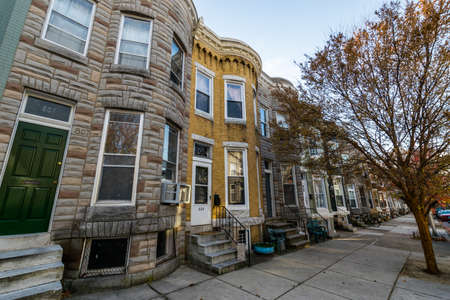 Variety of Colorful Row Homes in Hampden, Baltimore Marylandのeditorial素材