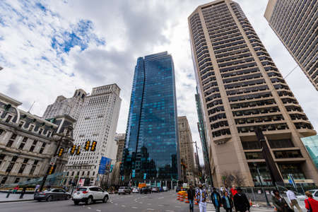 buildings in Center City in philadelphia pennsylvania during spring