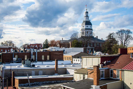 Aerial ofDowntown Historic District of Annapolis, Marylandの写真素材