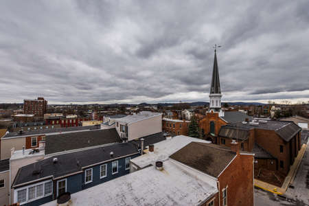 Aerial of downtown historic york, pennsylvania in springの写真素材