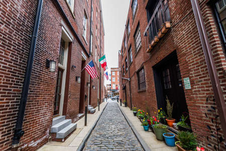 Elfreths Alley in philadelphia, Pennsylvania in springの写真素材