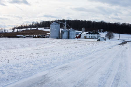 Snowy Country Farms in Southern York County Pennsylvaniaの写真素材