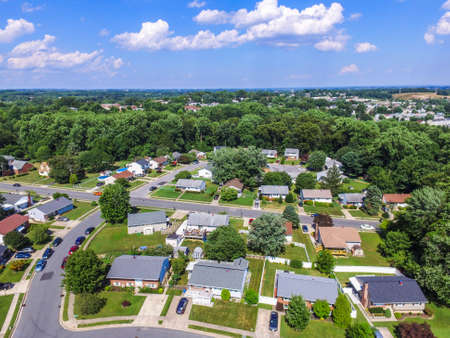 Aerial of a Neighborhood in Parkville in Baltimore County, Marylandの写真素材