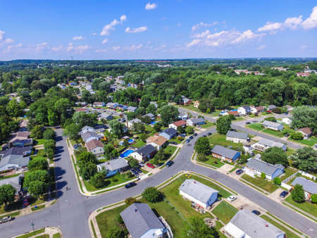 Aerial of a Neighborhood in Parkville in Baltimore County, Marylandの写真素材