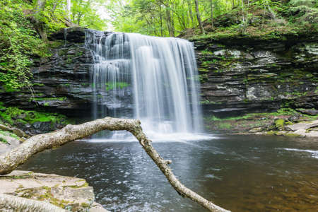 Scenic Waterfall in Ricketts Glen State Park in The Poconos in Pennsylvaniaの写真素材