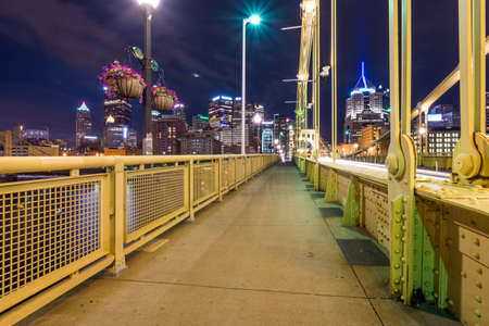 Skyline of Pittsburgh, Pennsylvania fron Allegheny Landing across the Allegheny Riverの写真素材
