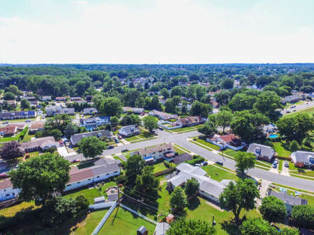 Aerial of a Neighborhood in Parkville in Baltimore County, Marylandの写真素材