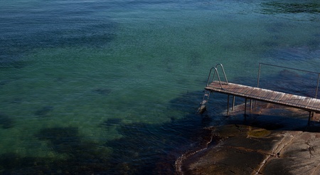 small jetty on swedish island of Bohus Malmonの写真素材